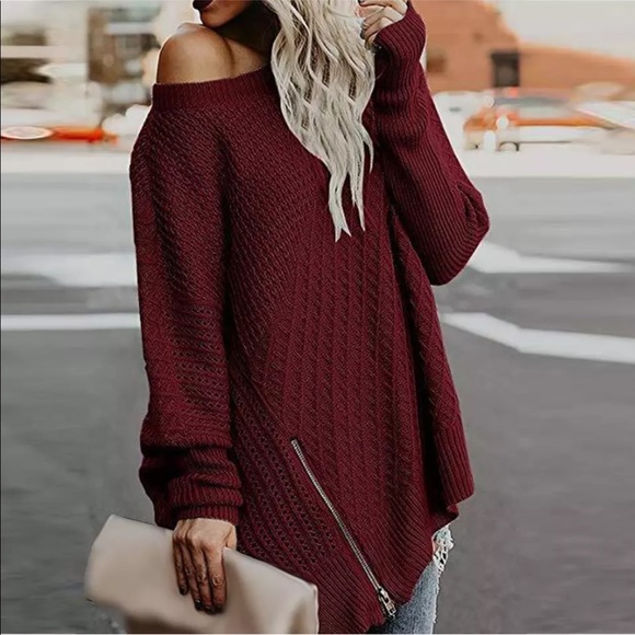 wine colored sweater